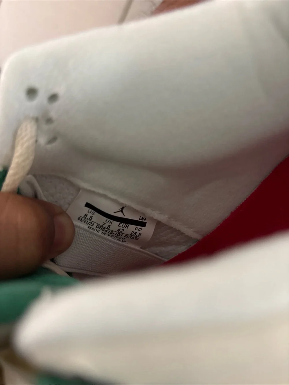 Jordan Retro 4 Cream with Green and Red Accents